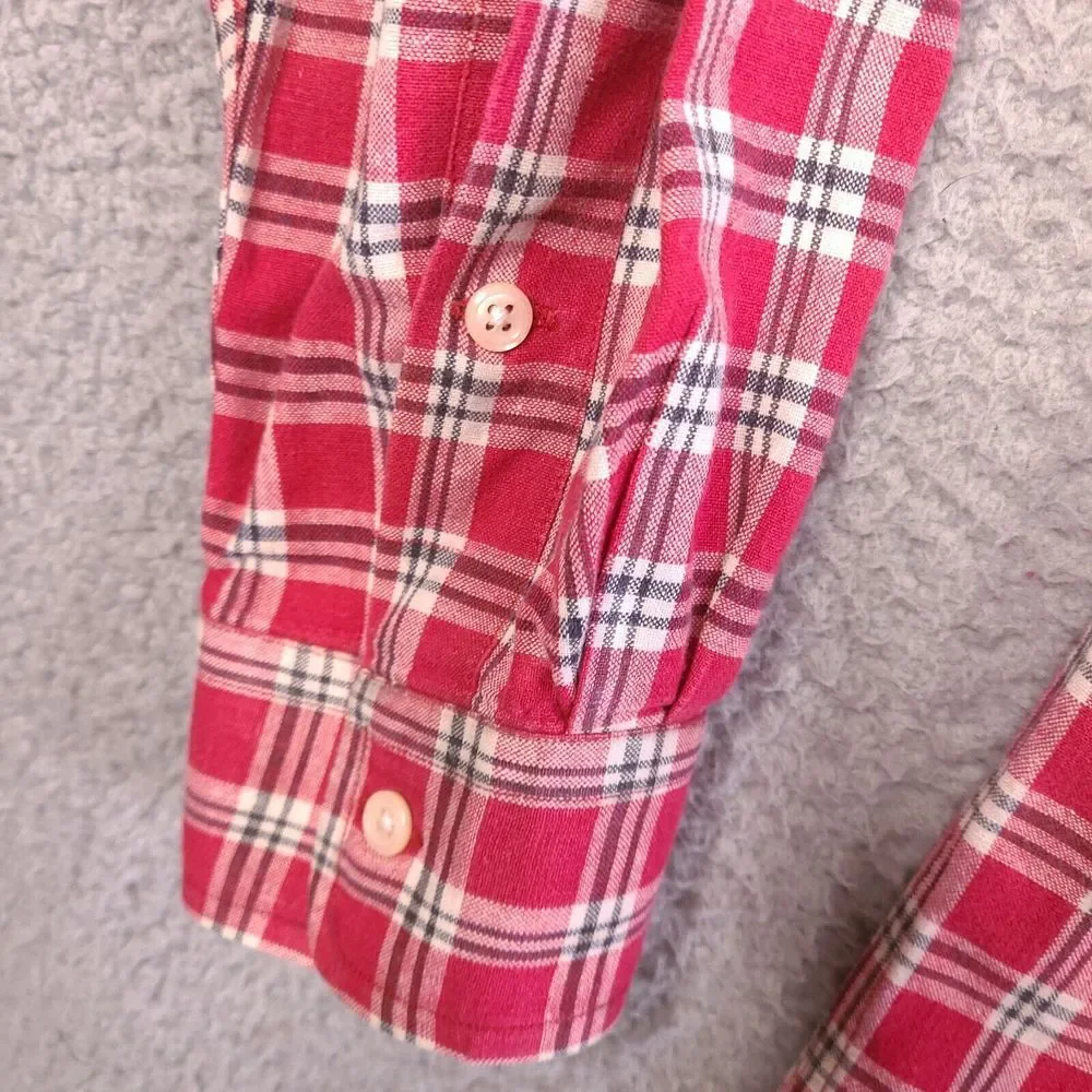 Vintage Polo Ralph Lauren Shirt Mens Medium Red Tartan Plaid Button‎ Down Cotton